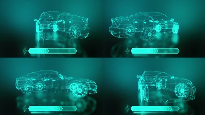 电动汽车全息图全息投影新能源汽车虚拟屏幕