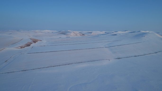 航拍雪域雪原田野风光