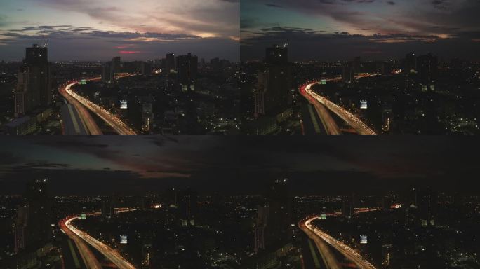 日夜城市景观。时间落差。