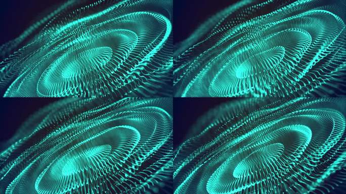 圆形粒子曲线波、半径波、水母风格动画、数字波技术、声音、网络、科学、均衡器