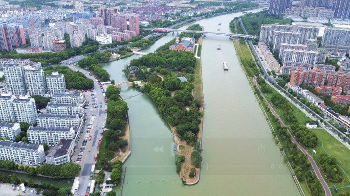 4k航拍吴江三里桥生态公园