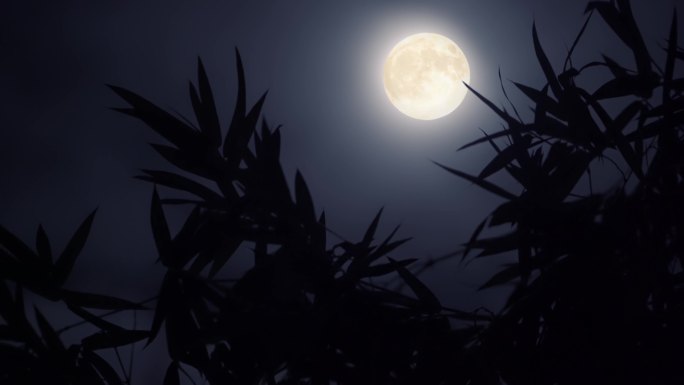 夜空上的中秋圆月