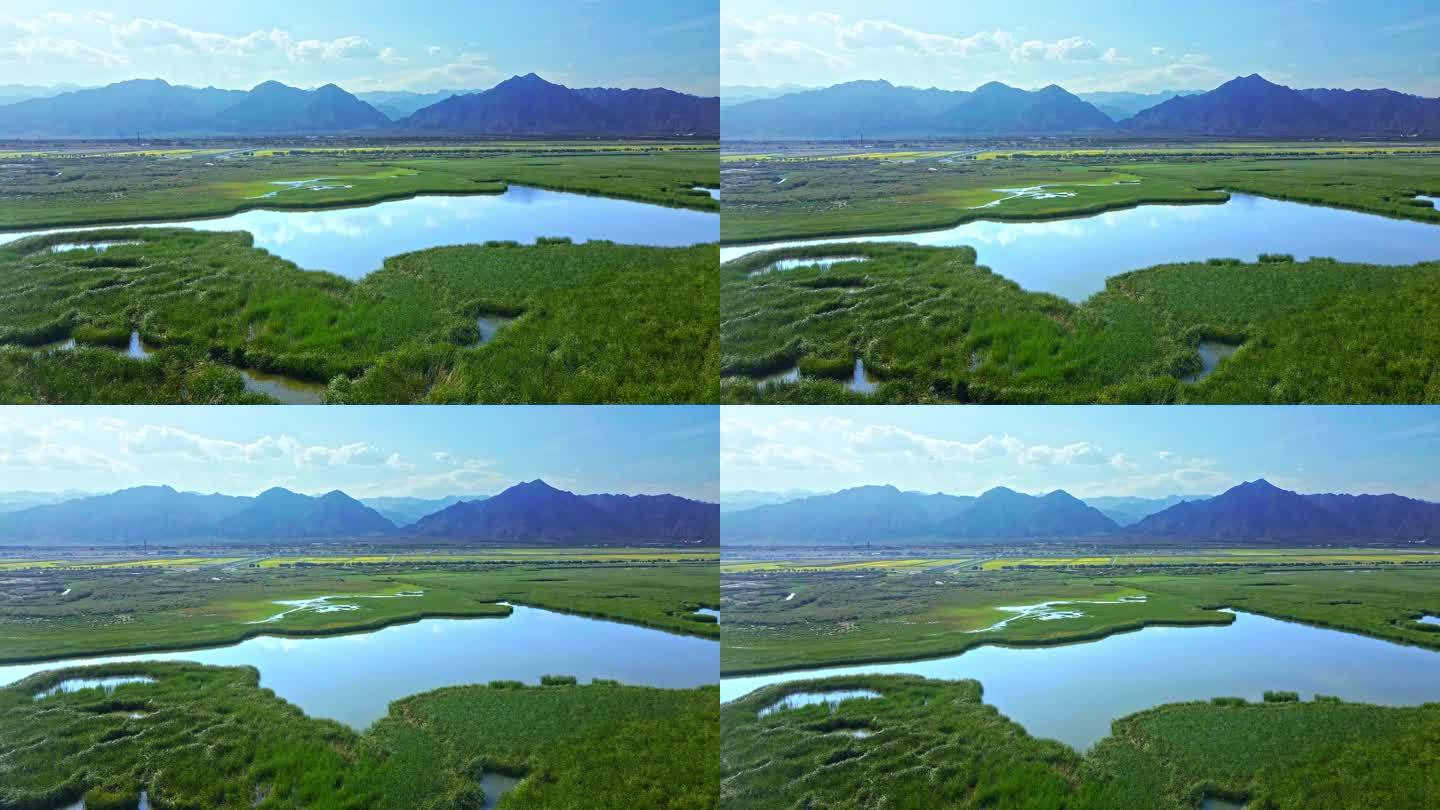 山脉-大地-湖泊水资源-湿地生态农业