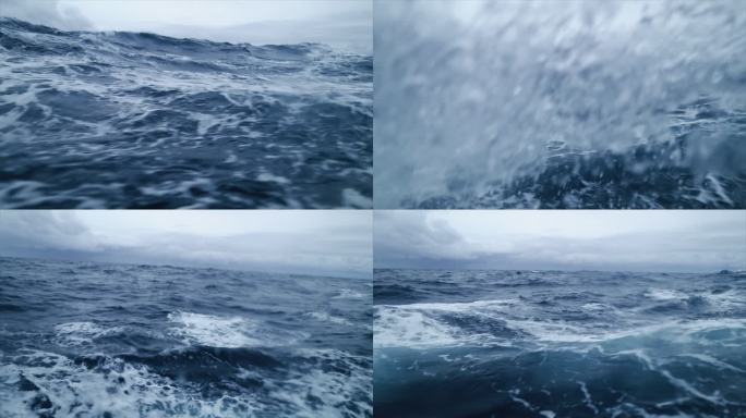 在暴风雨的海上，从船的舷窗