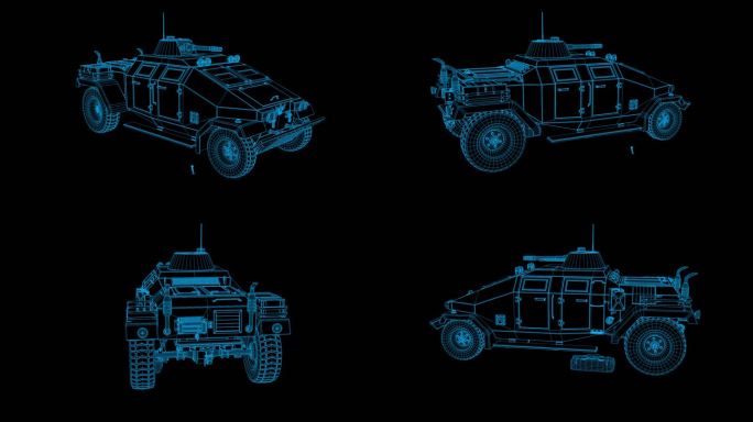 科技线框交通工具 装甲车