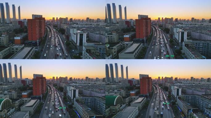 沈阳城市交通街道高架桥快速干道航拍视频