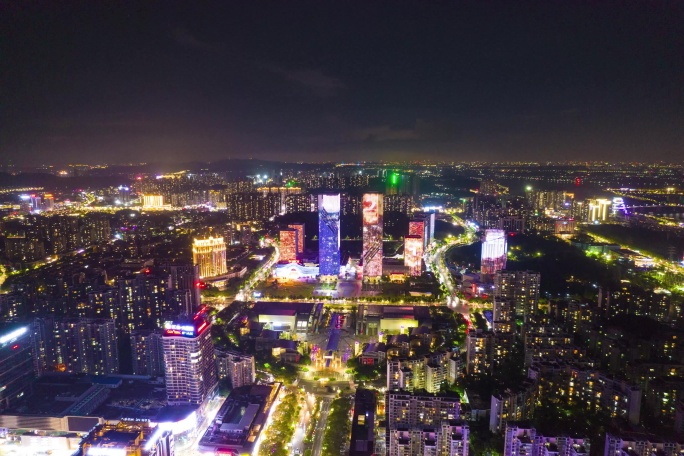 5K江门万达广场  夜景 延时航拍