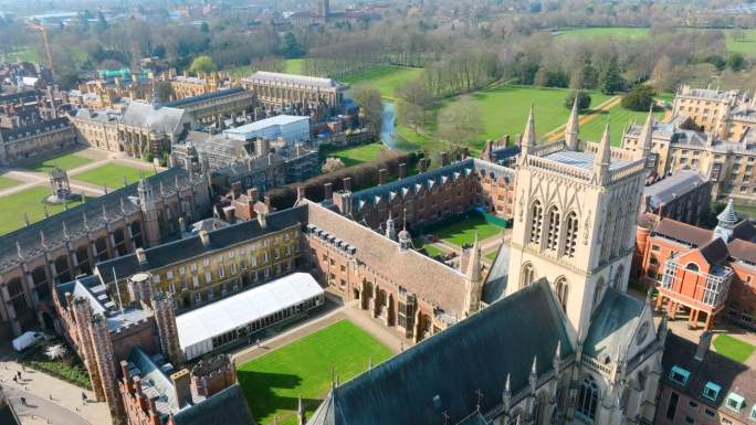 英国剑桥大学和学院鸟瞰图