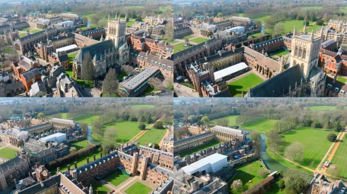 英国剑桥大学和学院鸟瞰图