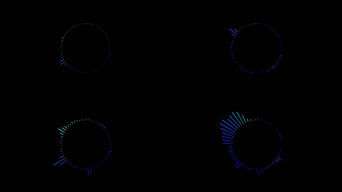 圆形音频频谱动画股票视频背景-人工语音或语音圆形动画-4K数字波均衡器HUD
