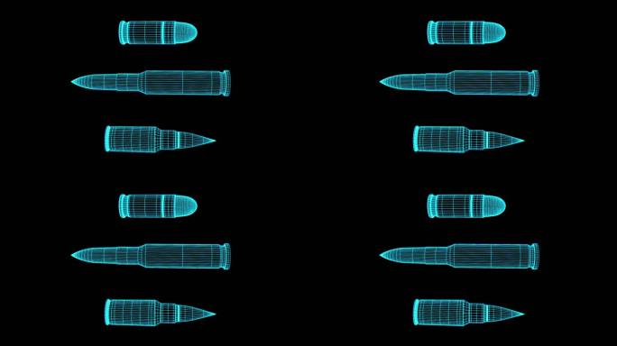 蓝色全息线框科技子弹素材带通道