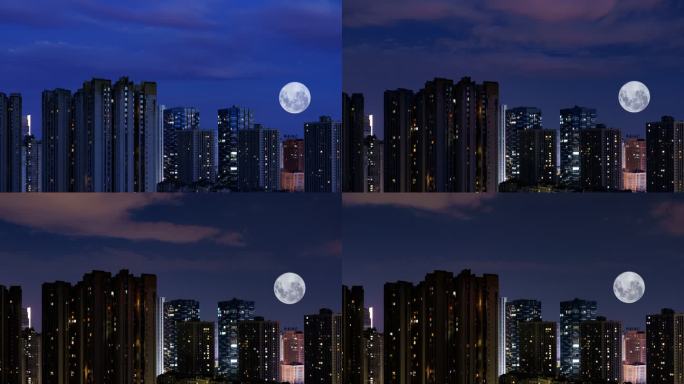 城市月色 圆月 十五的月亮