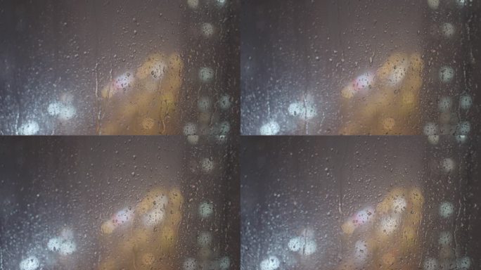 4k窗户 窗外雨滴 玻璃 水滴 下雨