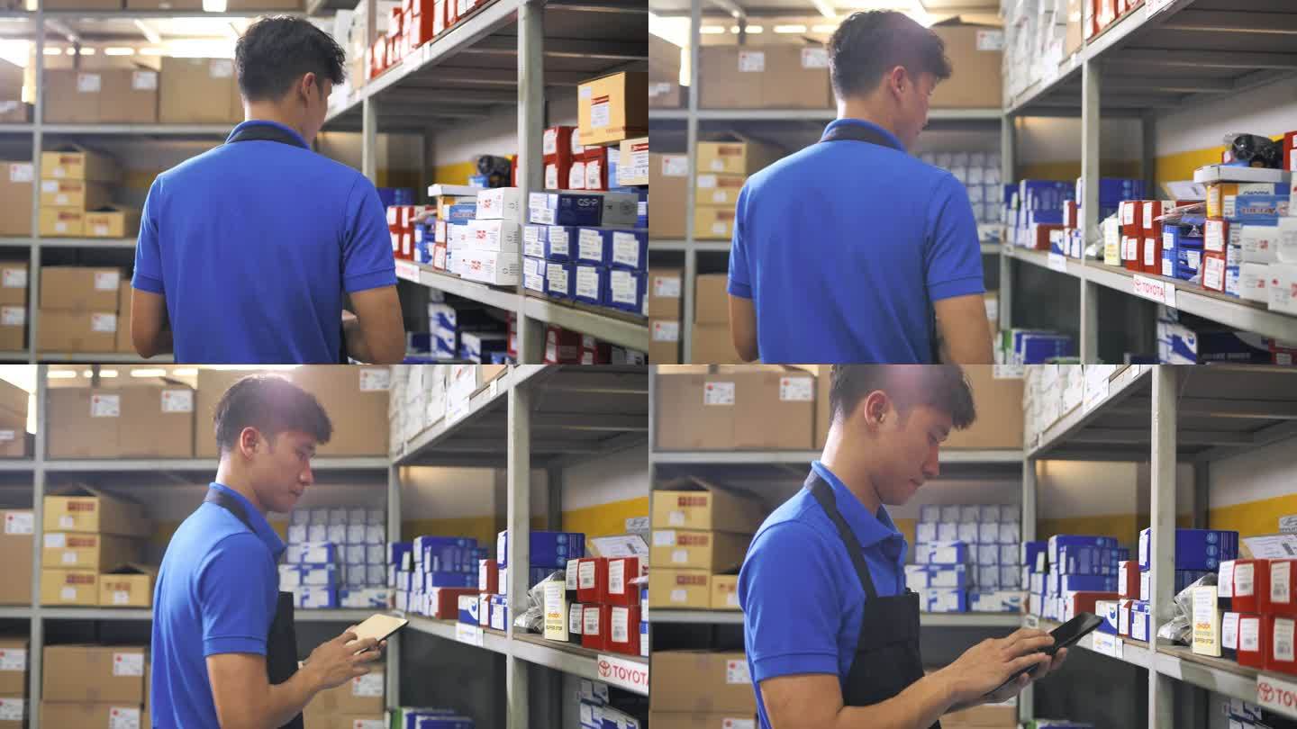 员工检查产品库存，检查销售情况，并准备出口产品。