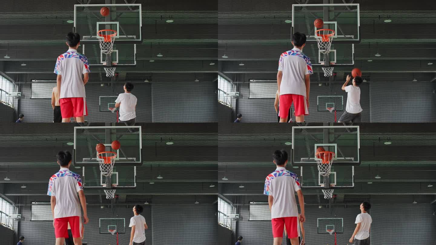 青少年打篮球 -精彩投篮升格拍摄