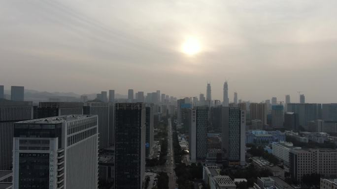 济南日落晚霞夕阳航拍