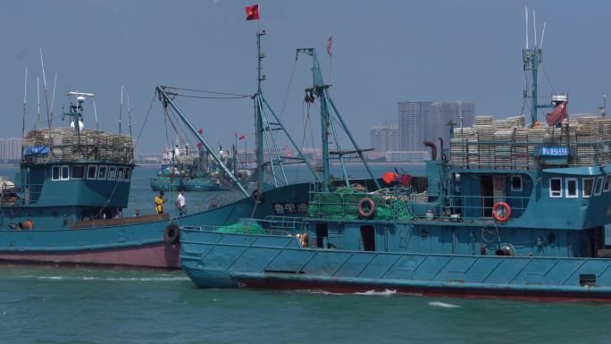 渔船出海渔港码头开渔节航拍 -10