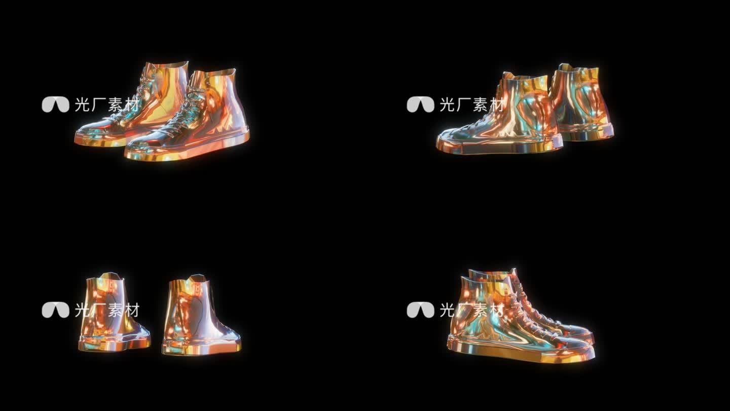 赛博朋克元宇宙帆布鞋透明通道素材