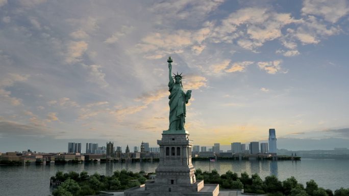 美国纽约曼哈顿自由岛标志建筑自由女神像