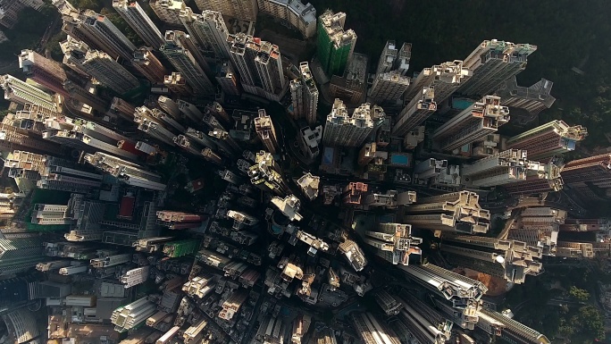香港市航拍空中拍摄楼群