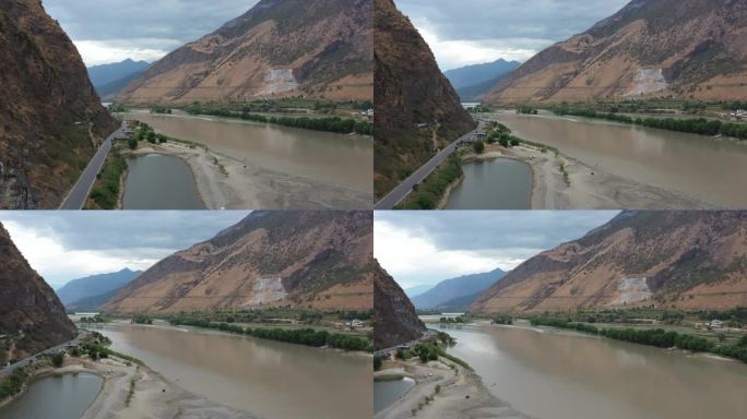 西藏雅鲁藏布江雪山河流航拍原创4K