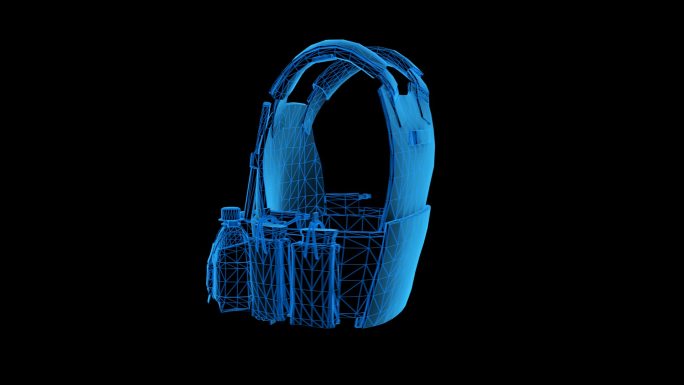 蓝色科技线条全息防弹衣透明通道素材