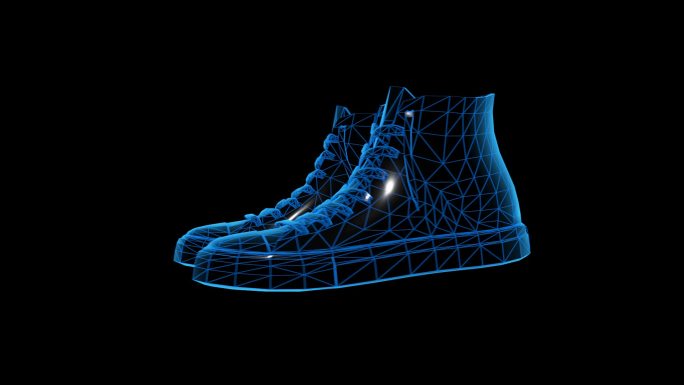 蓝色科技线条帆布鞋透明通道素材