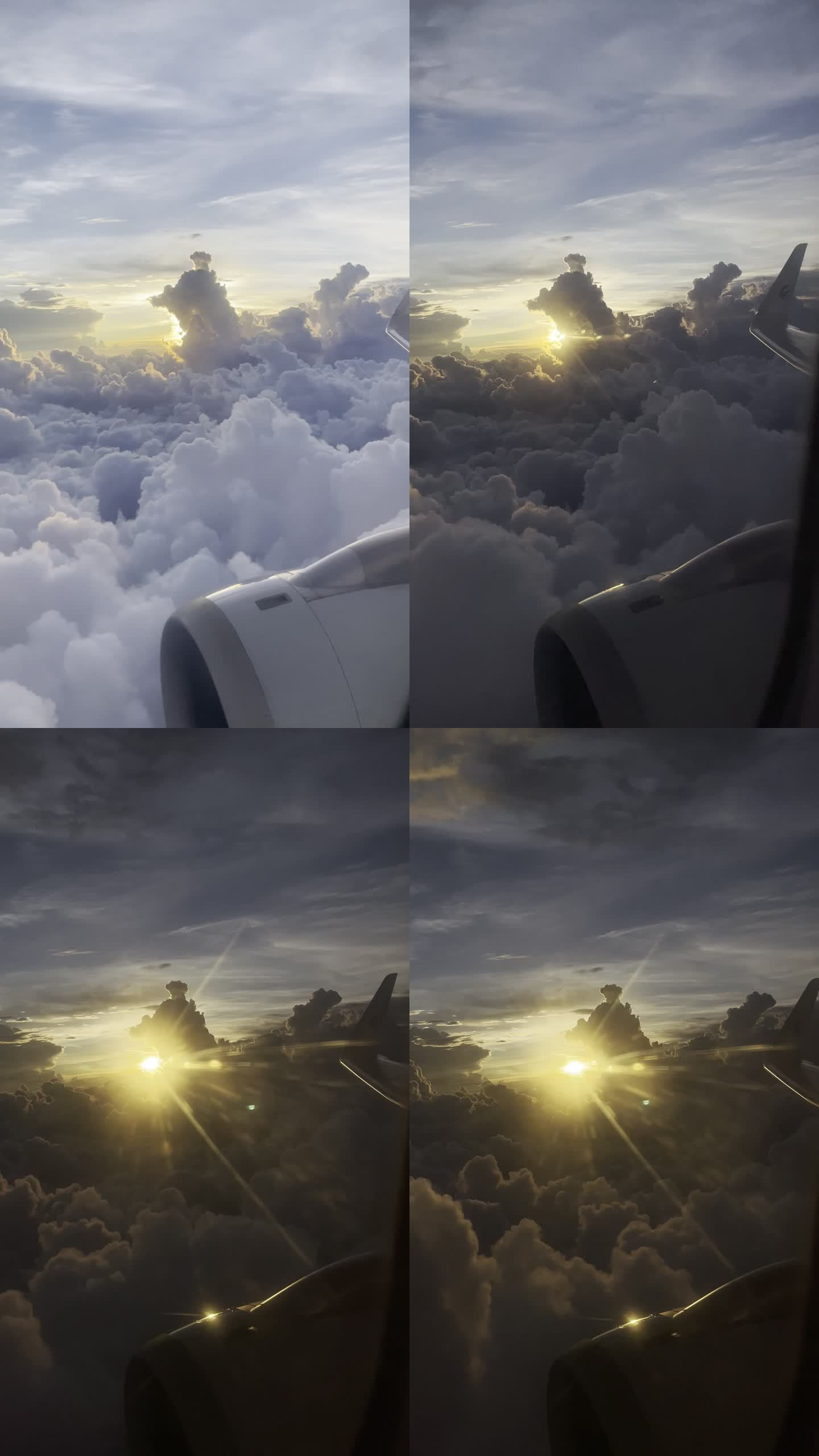 万米高空透过机舱玻璃的壮观云海