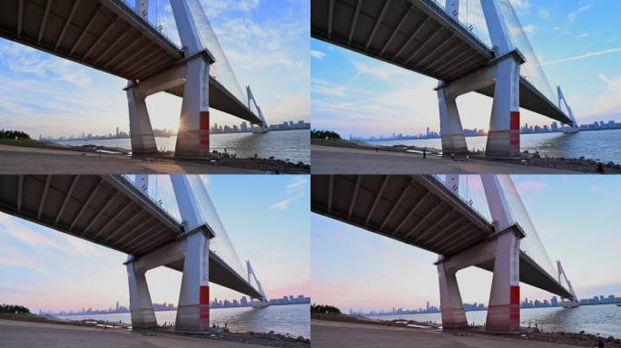 枯水期的长江二七桥墩白转夜延时摄影