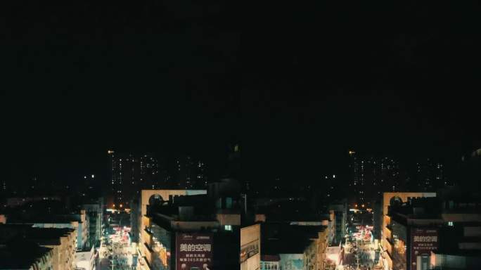 航拍青岛台东步行街夜景 (2)
