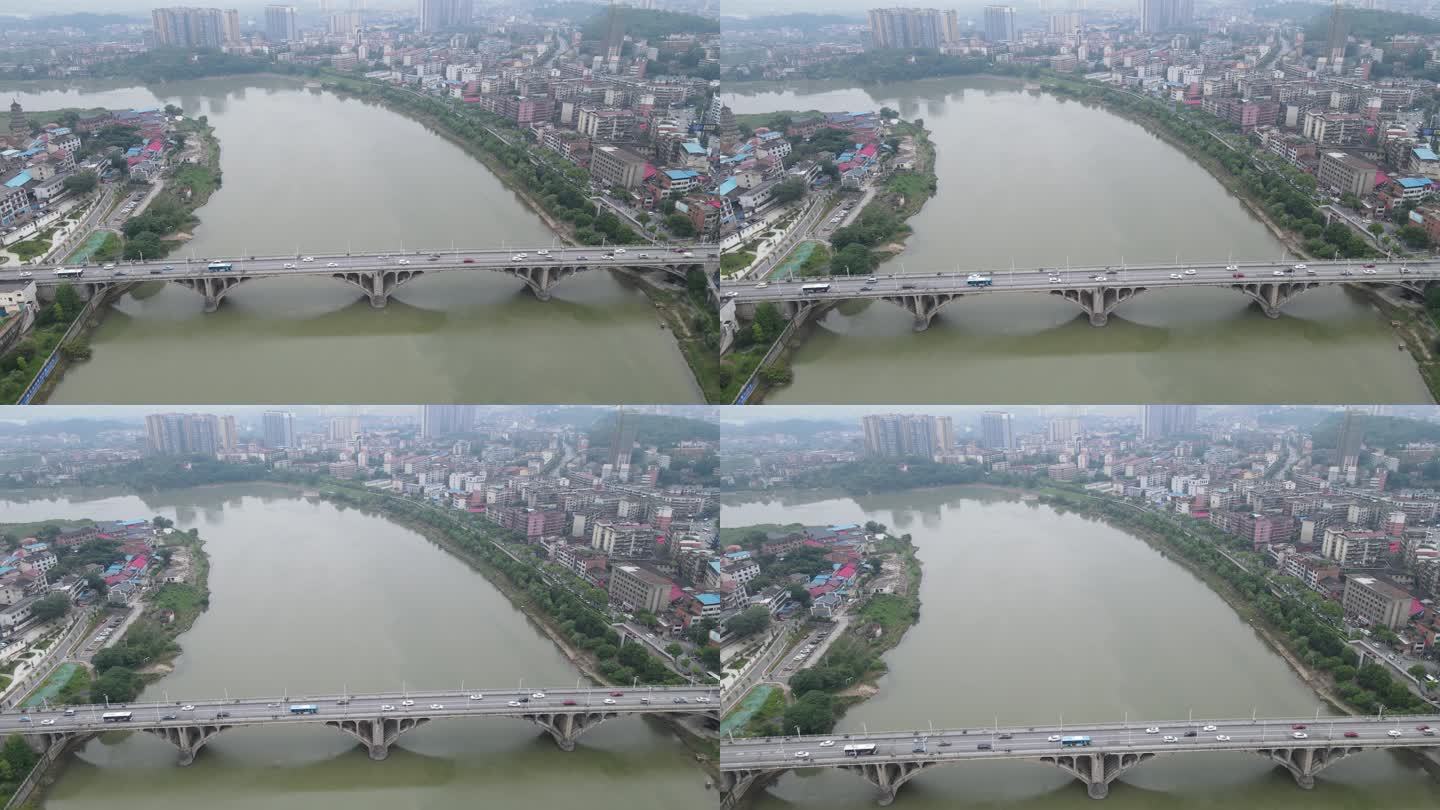城市航拍湖南邵阳大桥交通 (3)