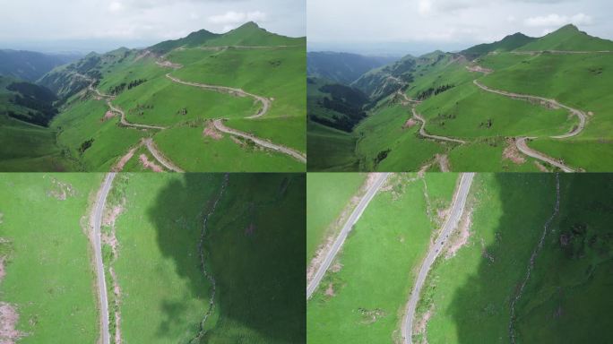 【4K航拍】大气山脉高山盘山公路独库公路