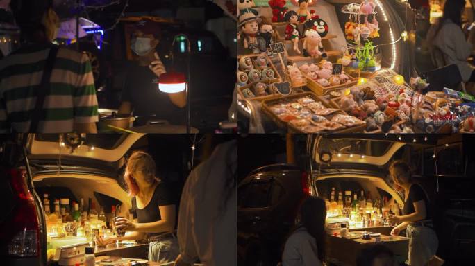 广州车尾箱地摊夜市玩偶饰品柠檬茶鸡尾酒