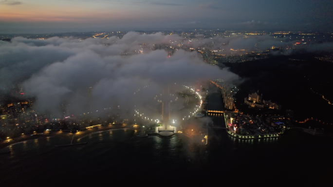 大连星海广场夜景云端