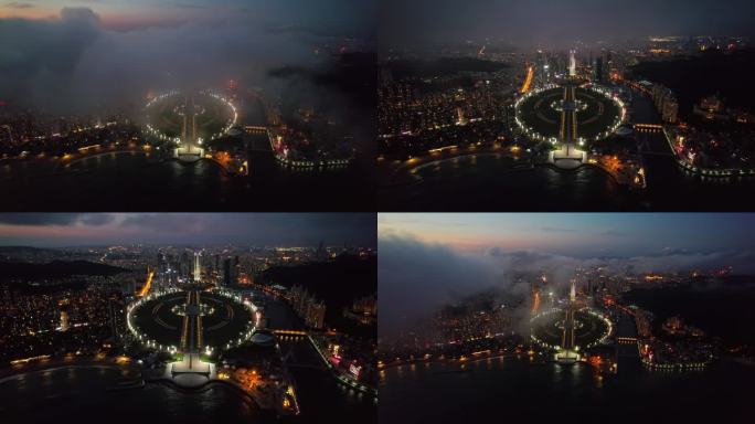 大连星海广场夜景云端