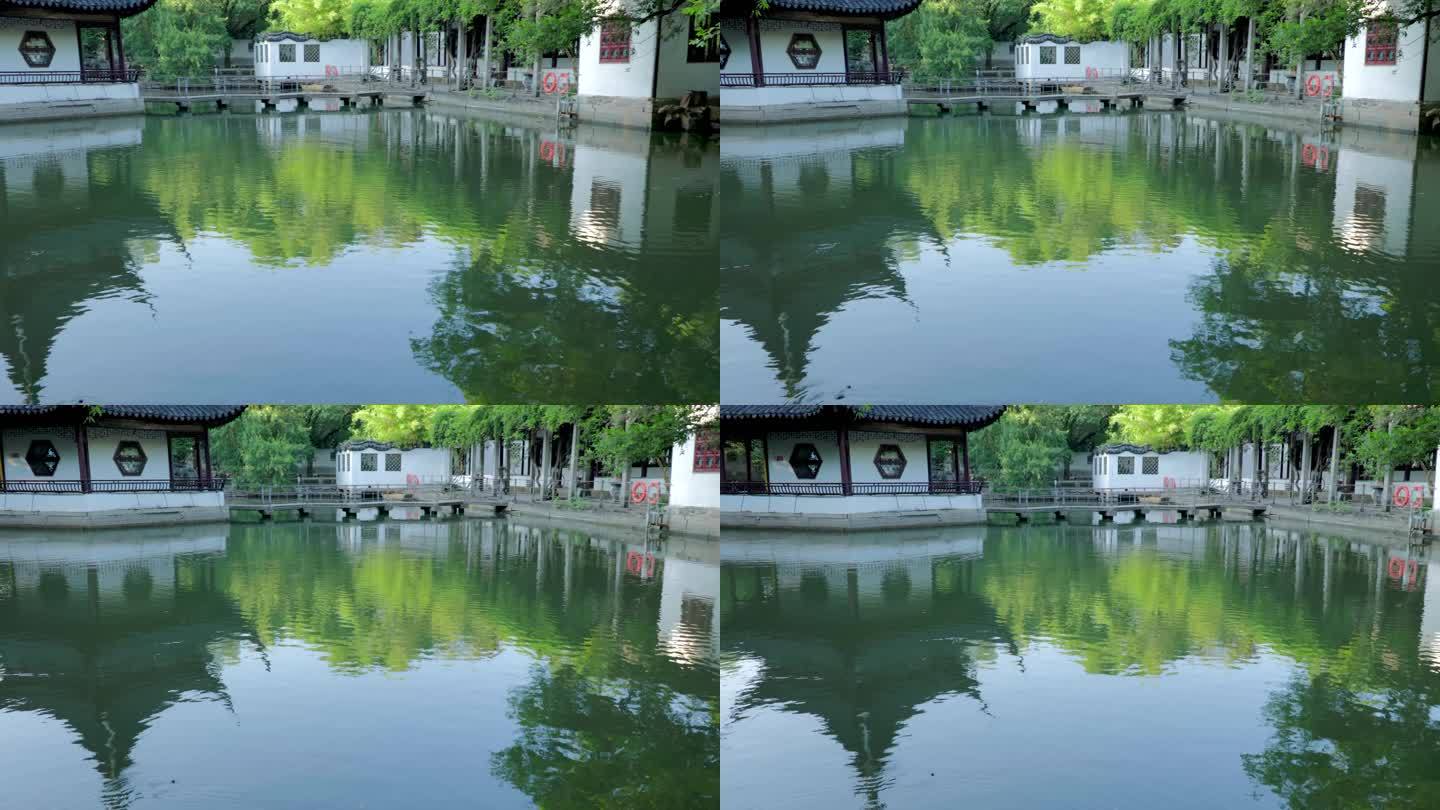 苏州西园寺 苏式园林水中倒影 4k画质