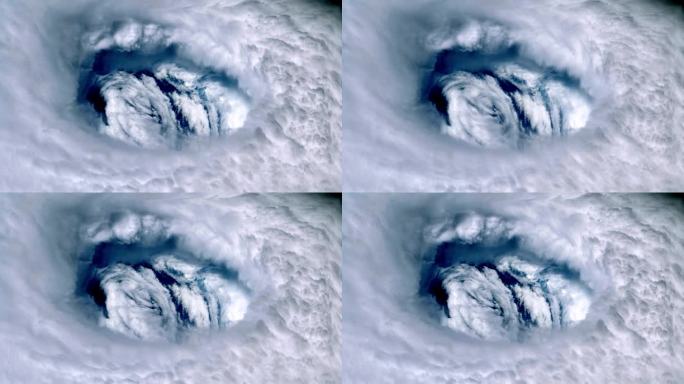 4K电影图像，热带气旋，飓风多里安，俯视图，时间落差