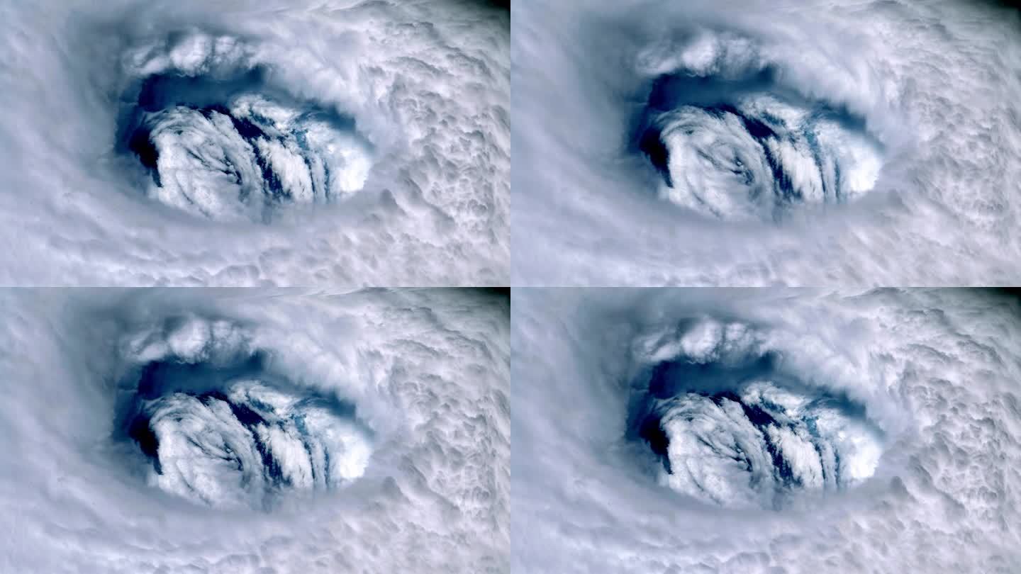 4K电影图像，热带气旋，飓风多里安，俯视图，时间落差
