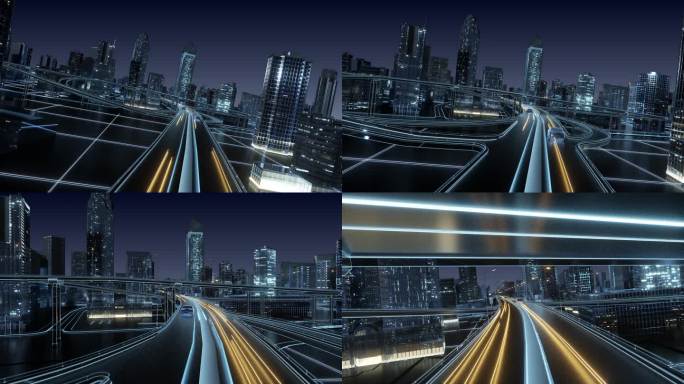 三维全息投影房地产建筑城市穿梭动画