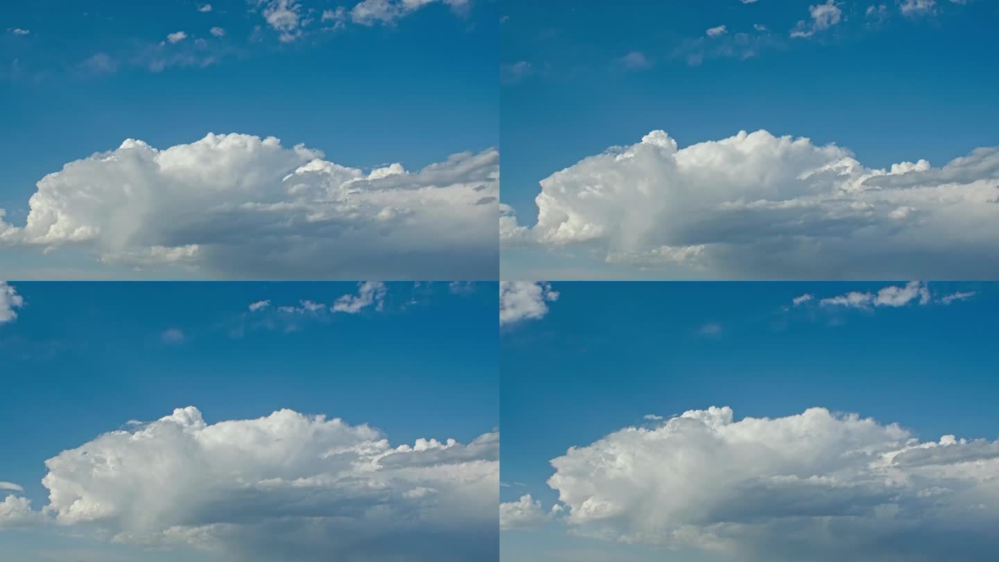 蓝天白云-天空中缓慢飘动的云-延时