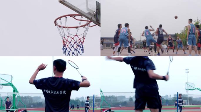 【4K】一组男子篮球比赛羽毛球赛