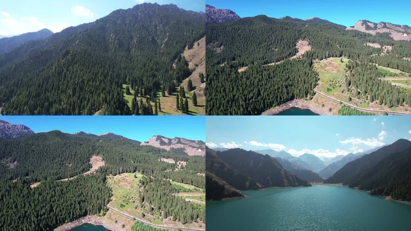 新疆天山山脉天池景点青山绿水