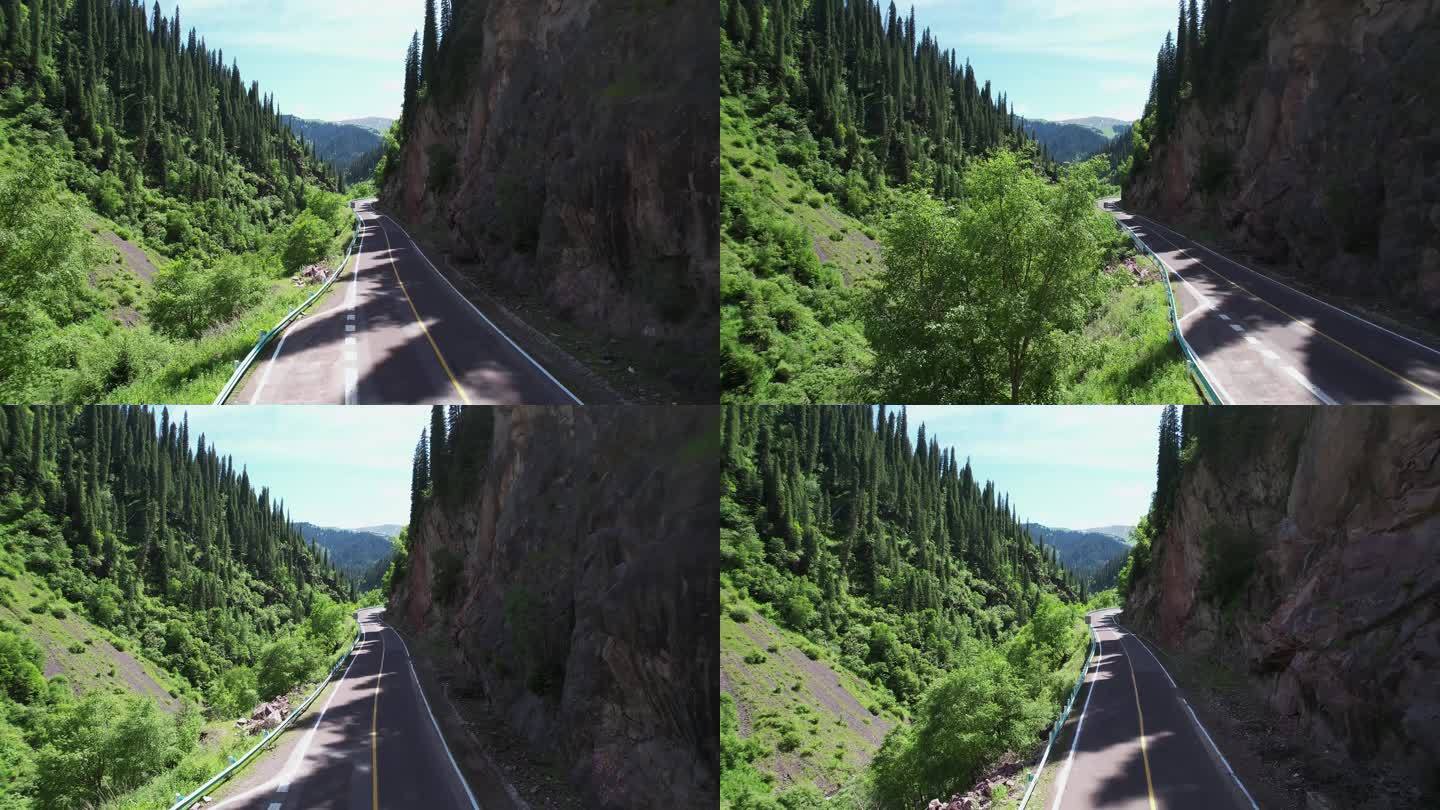 【4K航拍】悬崖公路独库公路森林公路