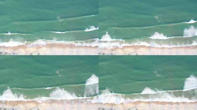 俯拍海水海浪潮水海滩沙滩大海浪潮海边浪花