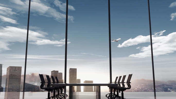 4k创意商务城市空间蓝调版无人