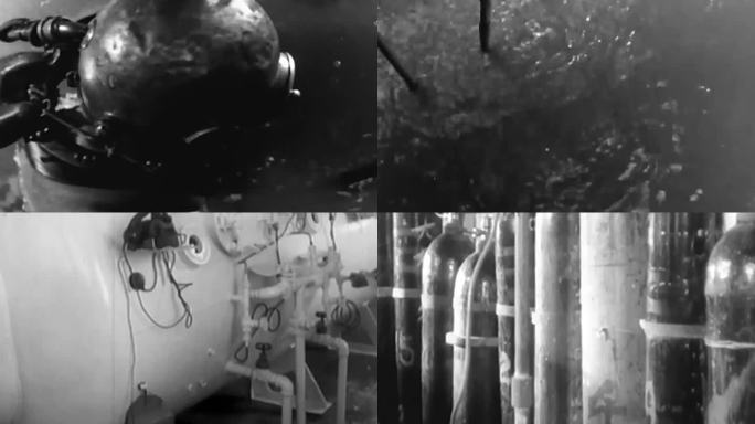 60年代建南京长江大桥 潜水员水下勘测