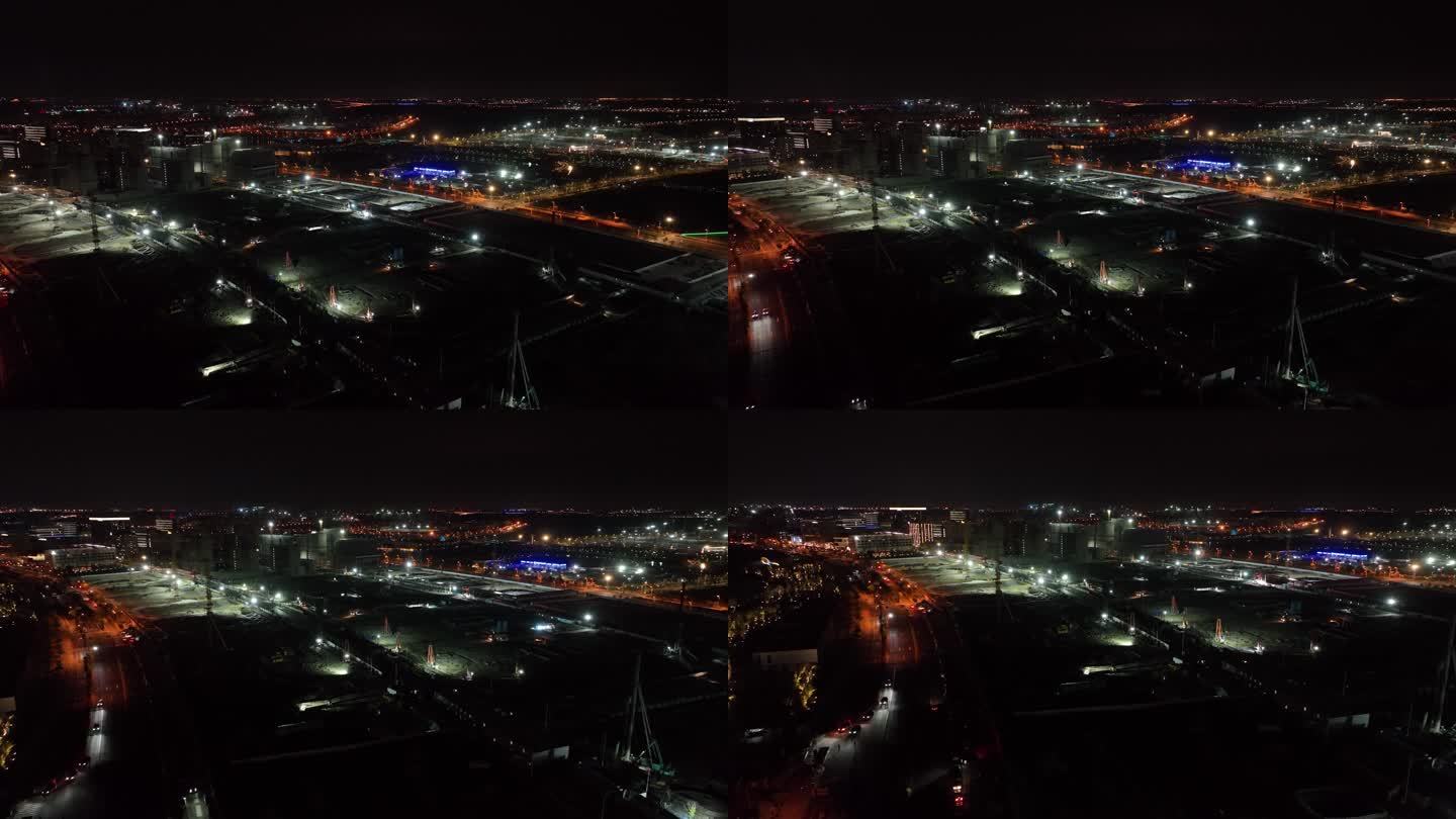 4K原素材-开发建设中的临港新城夜景