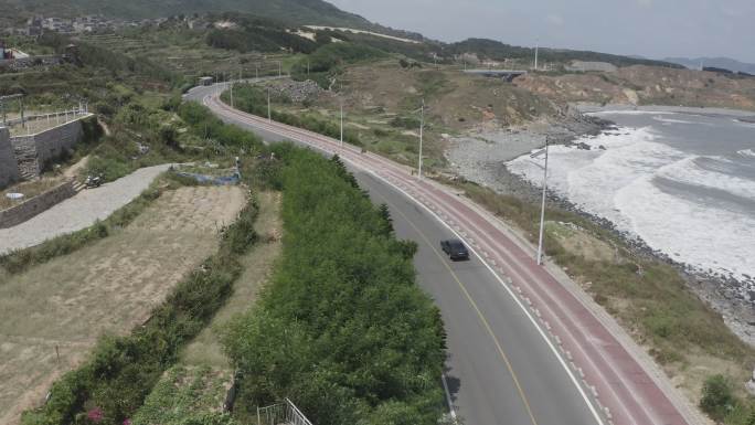 海滨公路 海边车 老车 灰度 4k