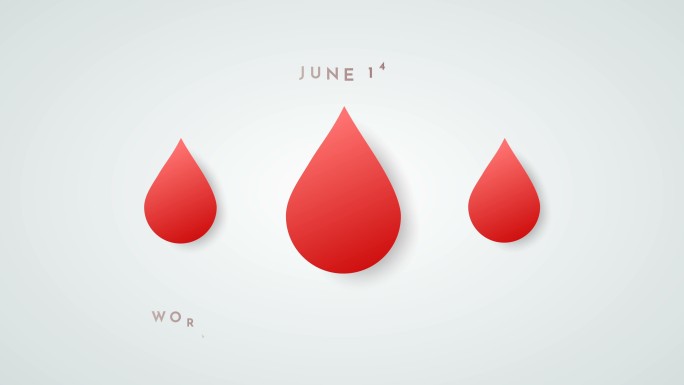 6月14日世界献血者日血滴海报。4k动画