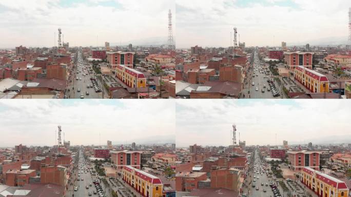 南美洲城市街道的无人机拍摄